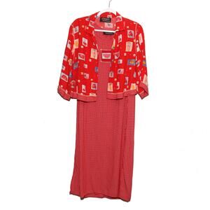 Vintage Fruit Print Jumper Dress and Jacket No size tag Carol Anderson